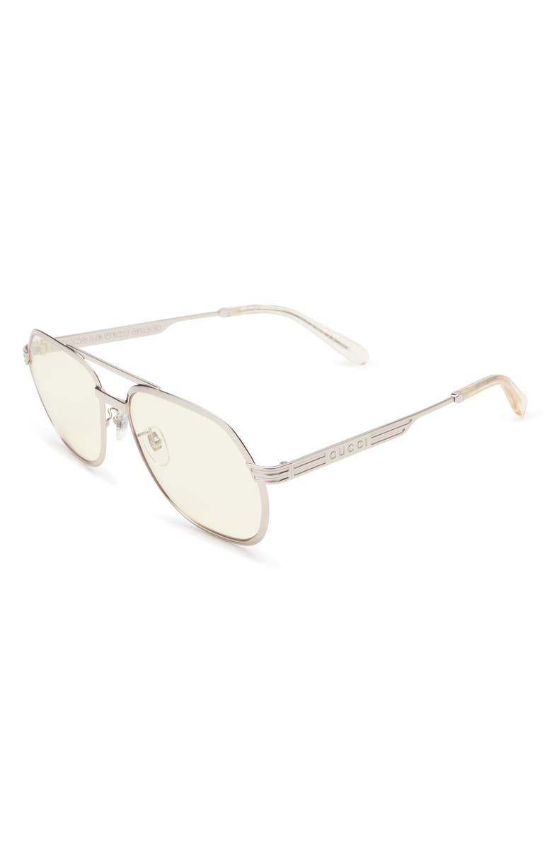 Gucci 60mm Aviator Sunglasses, Alternate, color, Silver Silver Yellow