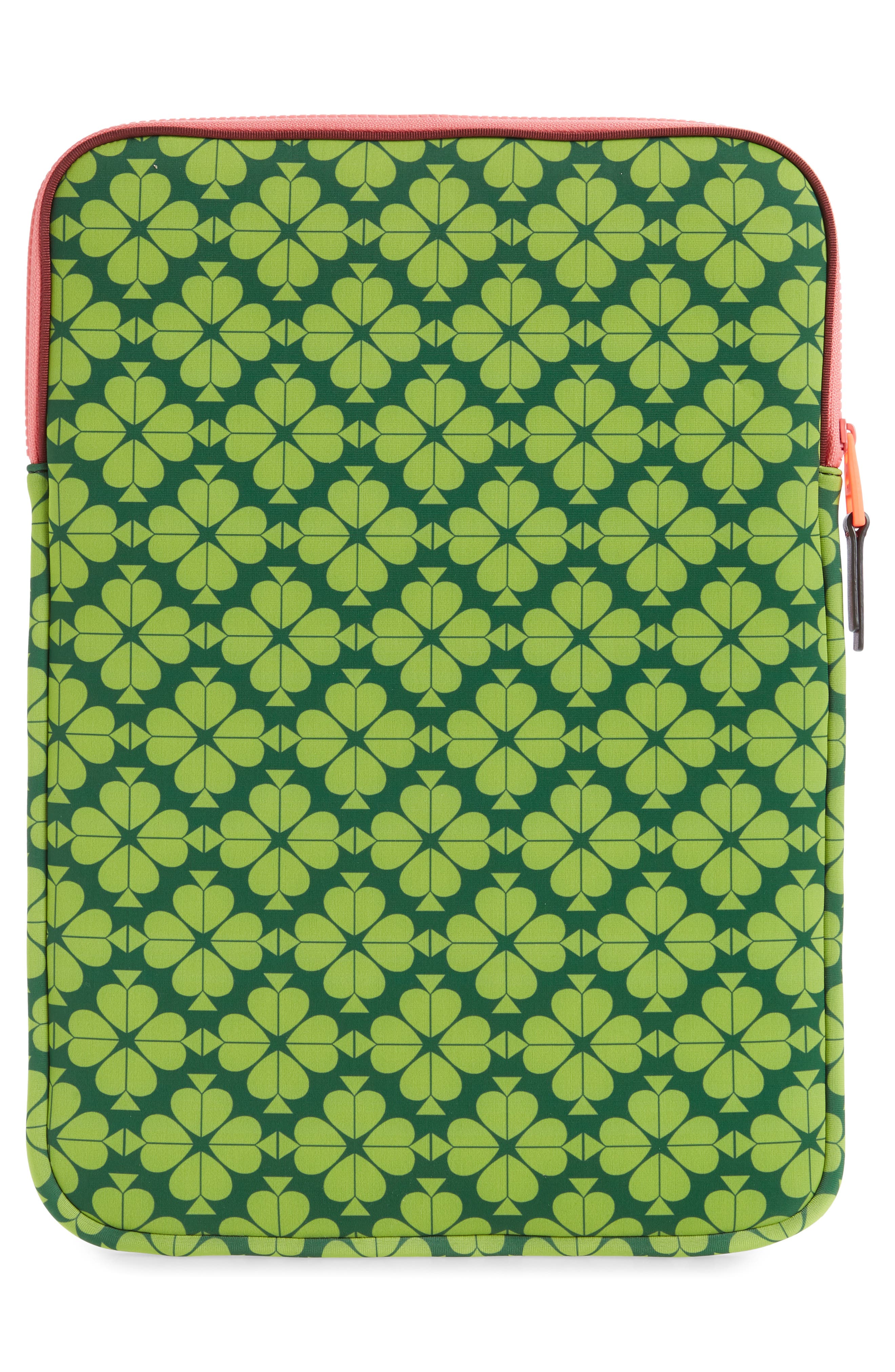Kate Spade New York universal spade flower neoprene laptop sleeve, Alternate, color, 