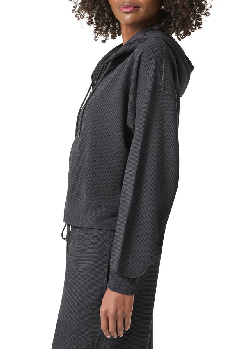 Splendid Waffle Scuba Knit Full Zip Hoodie, Alternate, color, Lead