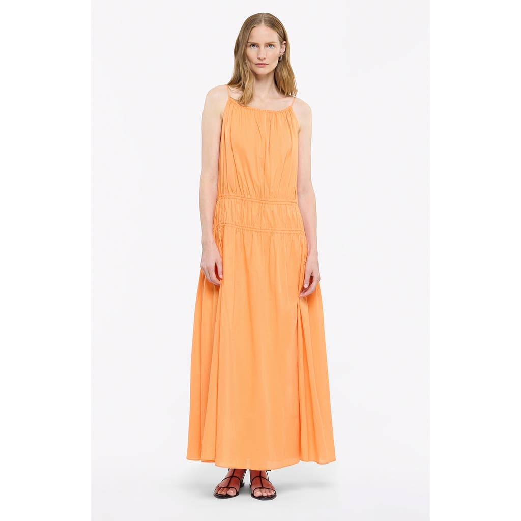 Shop Another Tomorrow Gathered Scoop Back Dress In Papaya