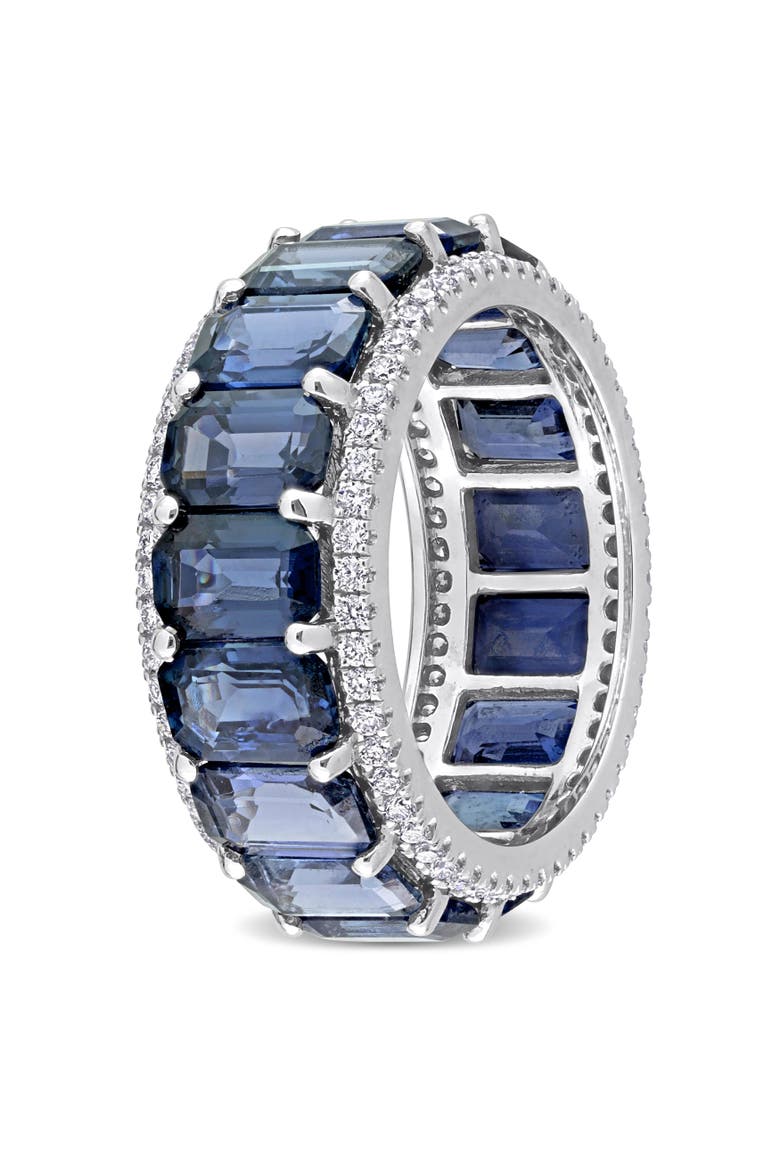 Gemstone & Diamond Eternity Ring 14k, Alternate, color, Blue Sapphire/White Gold
