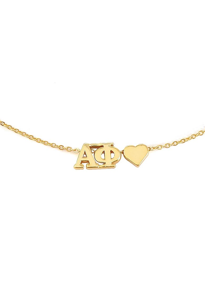 Alpha Phi Sorority Gold Heart Necklace, Alternate, color, Yellow Gold