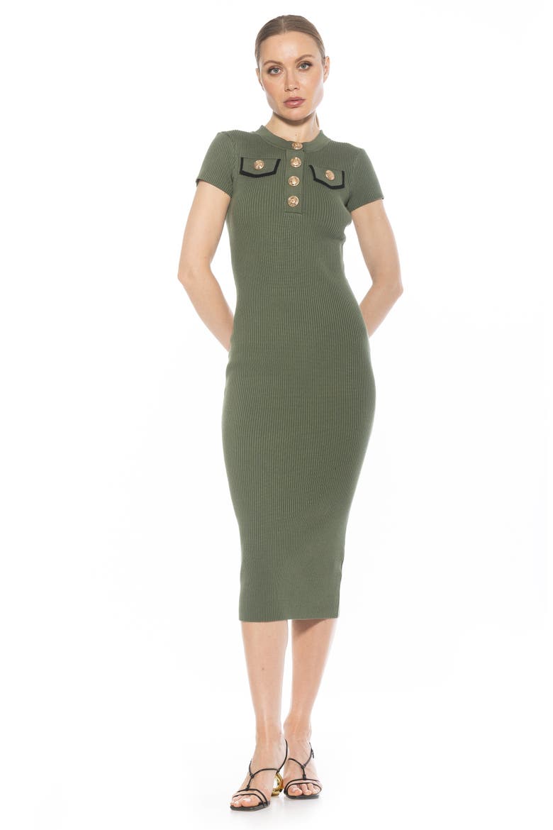 Rhys Crewneck Knit Sheath Midi Dress, Alternate, color, SAGE