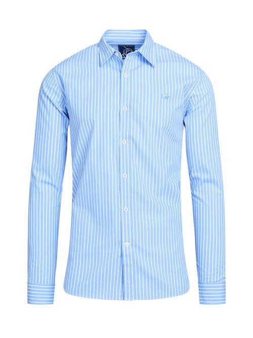Raging Bull Long Sleeve Stripe Shirt In Blue