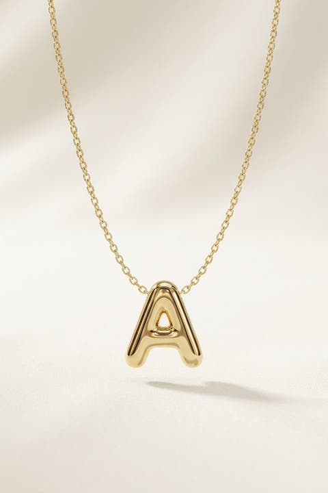 14K Gold Letter Initial Pendant Necklace