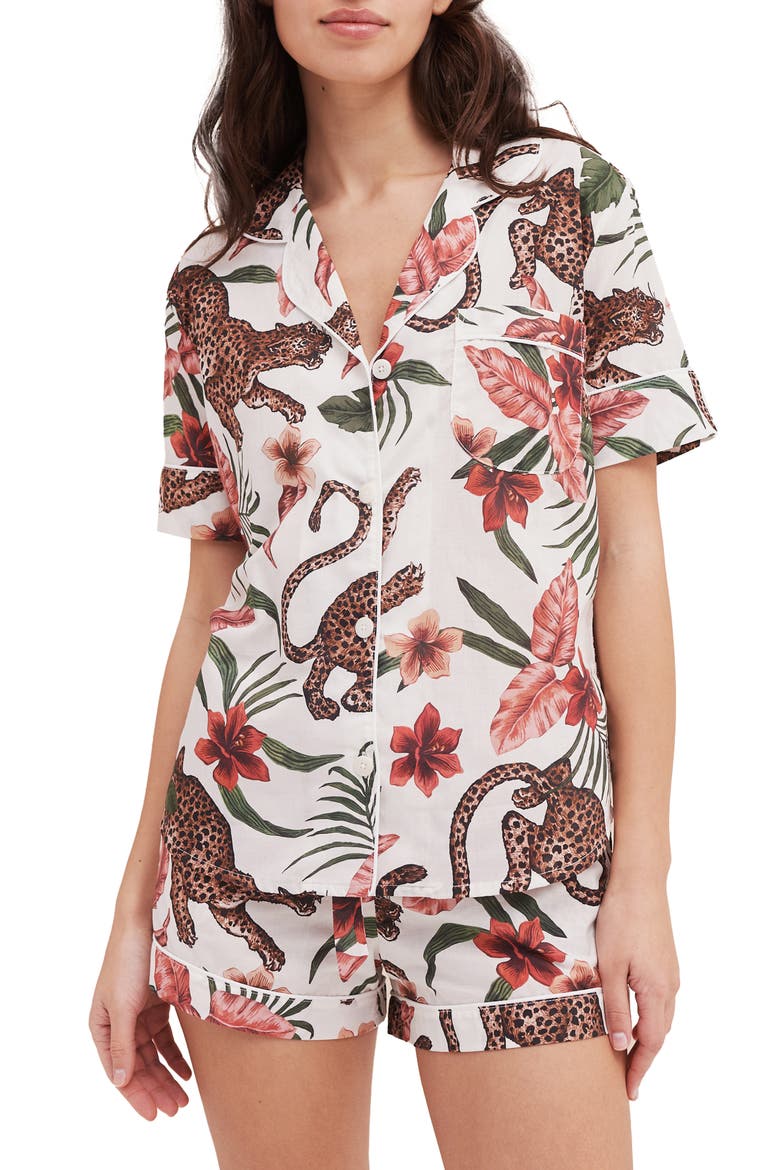 Print Cotton Short Pajamas, Alternate, color, CREAM