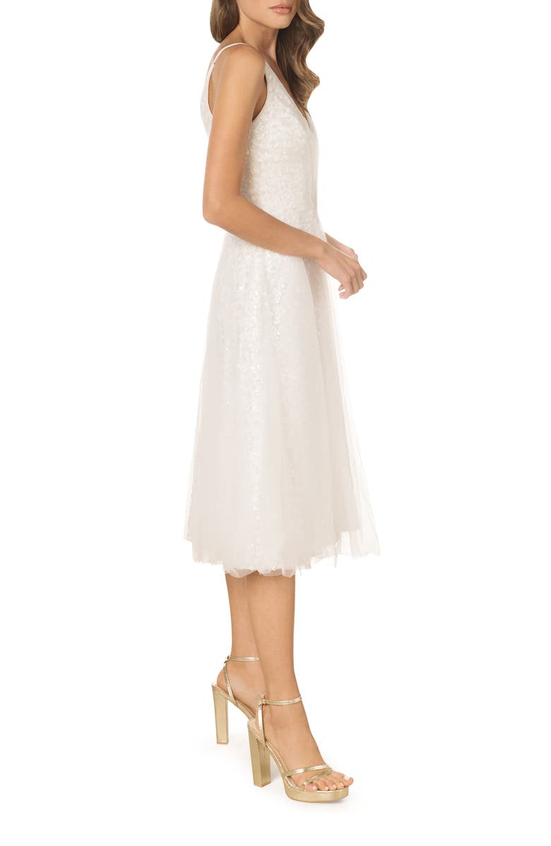 Dress the Population Courtney Sequin Midi Dress, Alternate, color, White Multi