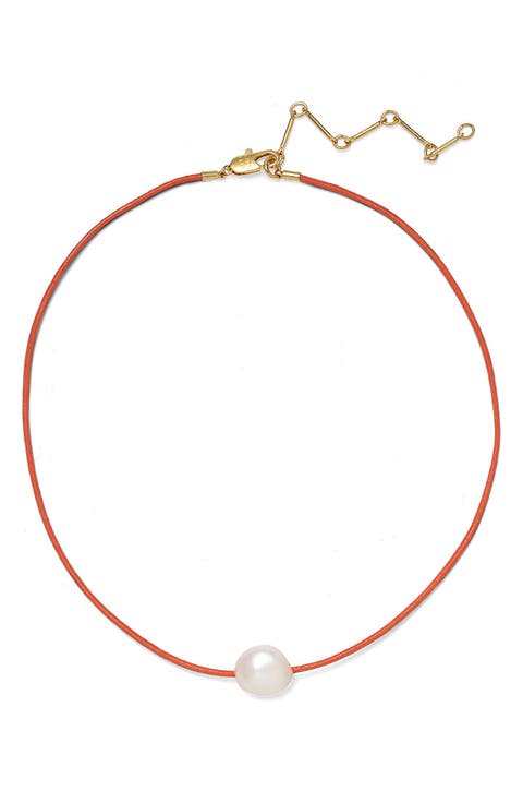 Freshwater Pearl Leather Cord Necklace