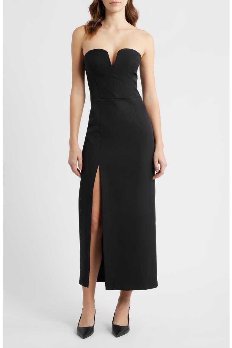 Sweetheart Neck Strapless Cocktail Dress, Main, color, BLACK