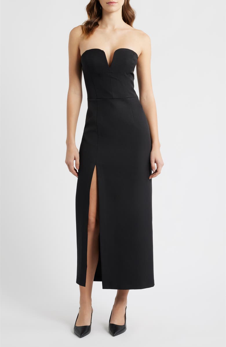 FREEMARKET Sweetheart Neck Strapless Cocktail Dress, Main, color, Black