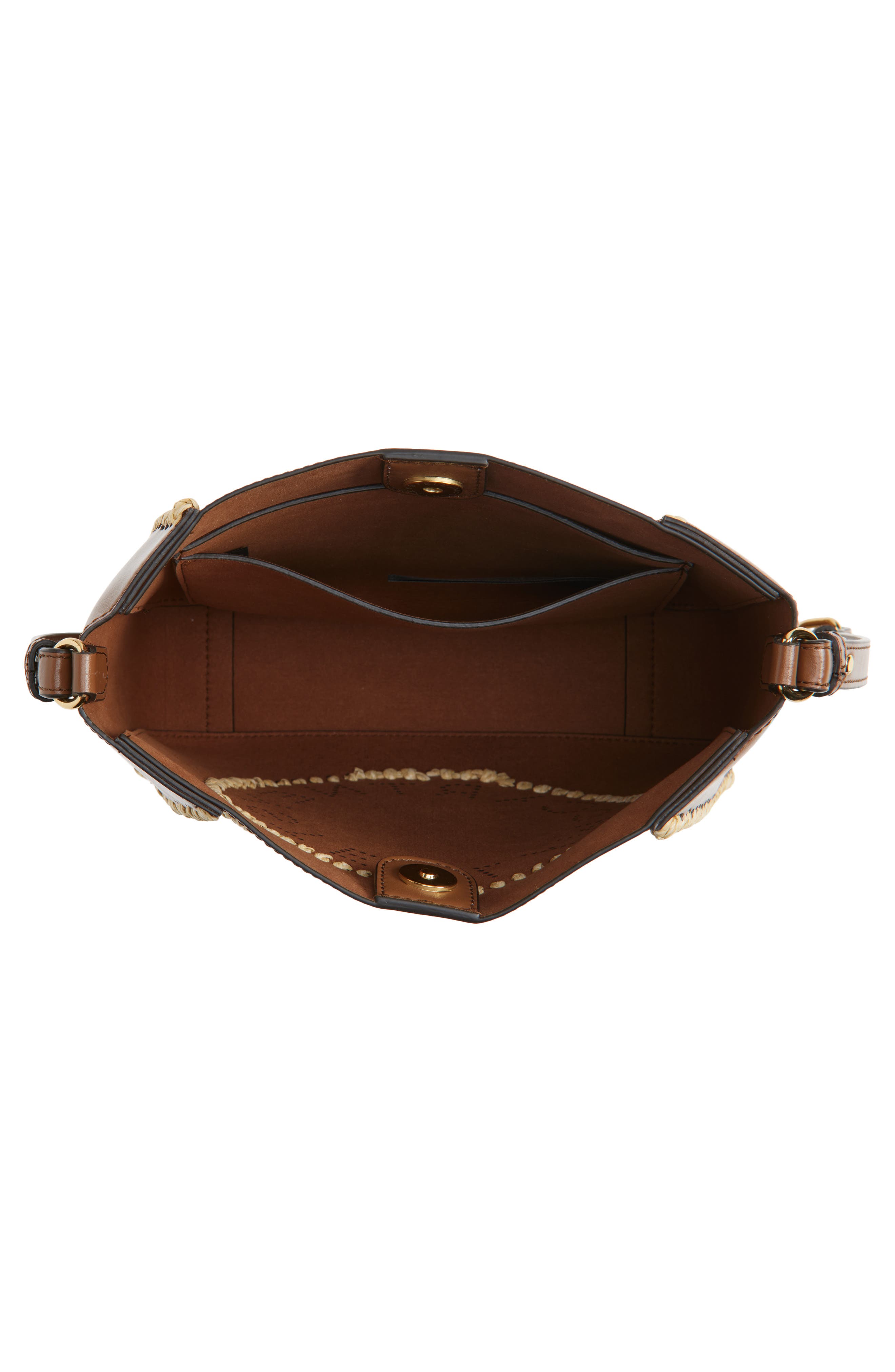 Stella McCartney Raffia Trim Crossbody Bag, Alternate, color, Tan