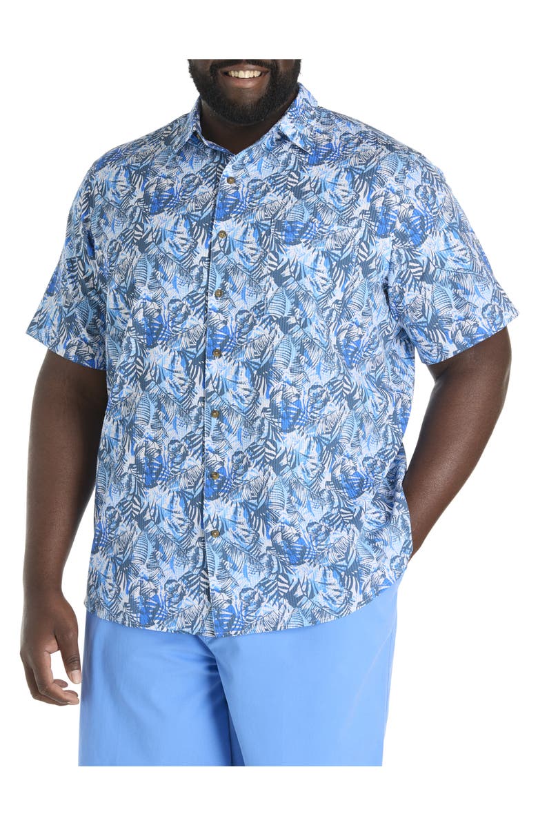 Oak Hill by DXL Big & Tall Seersucker Floral Sport Shirt, Main, color, Blue