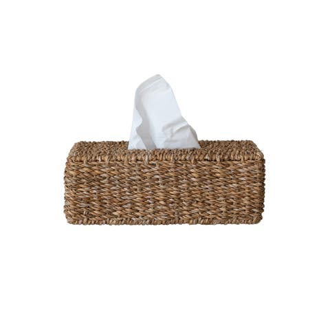 Hand-Woven Seagrass Tissue Box Cover, Natural
