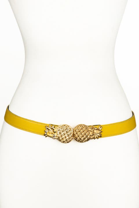 Pineapple buckle Leather Belt