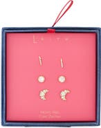 Leith Set of 3 Cubic Zirconia Croissant Stud Earrings