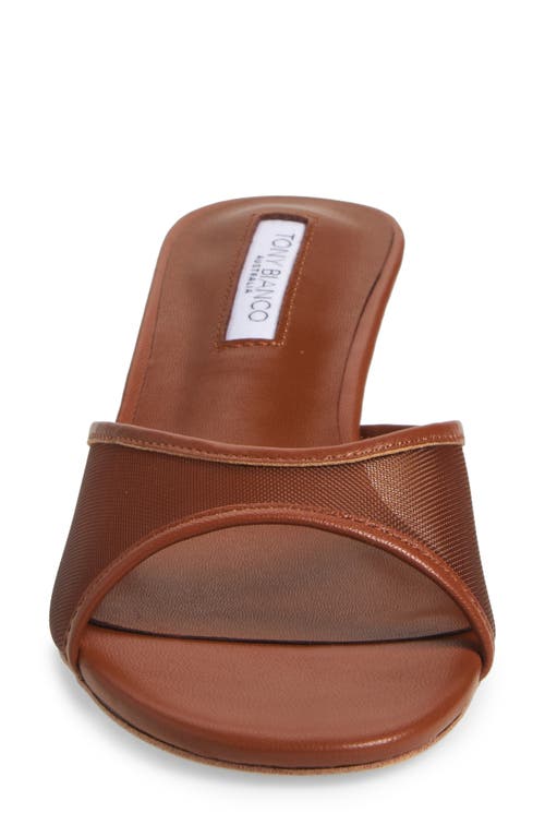 Tony Bianco Pru Kitten Heel Slide Sandal In Rust Nylon/rust
