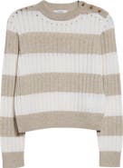 Max Mara Alfeo Stripe Rib Wool & Cashmere Crop Sweater