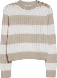 Max Mara Alfeo Stripe Rib Wool & Cashmere Crop Sweater