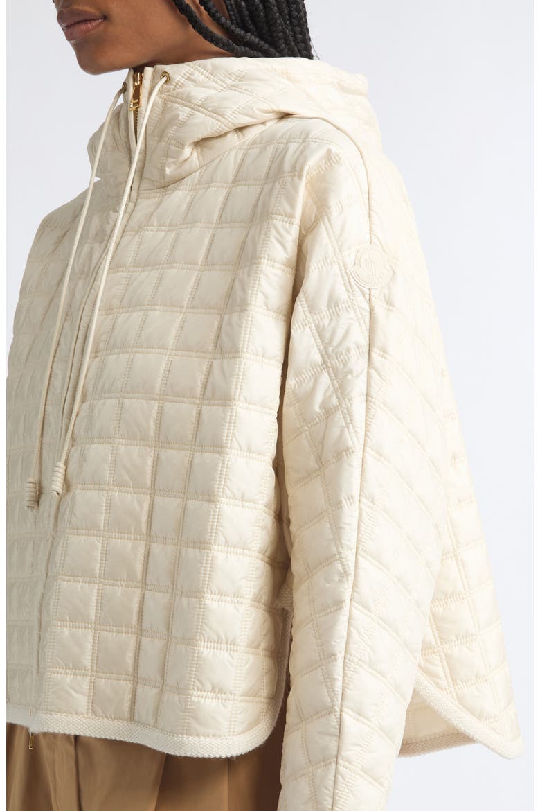 Boxy Quilted Nylon Cape Coat, Alternate, color, BEIGE
