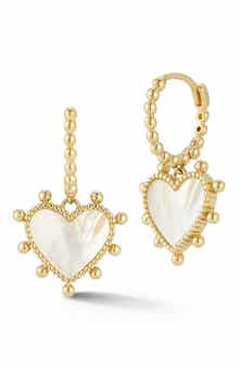 Ember Fine Jewelry 14K Gold Mother of Pearl Heart Drop Earrings
