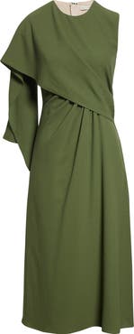 Emilia Wickstead Tidus Draped Wool Crepe Midi Dress