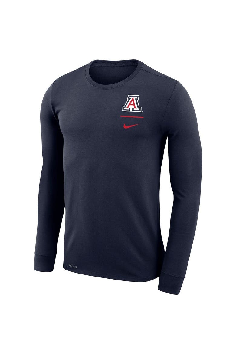 Men's Nike Navy Arizona Wildcats Logo Stack Legend Performance Long Sleeve T-Shirt, Alternate, color, Navy