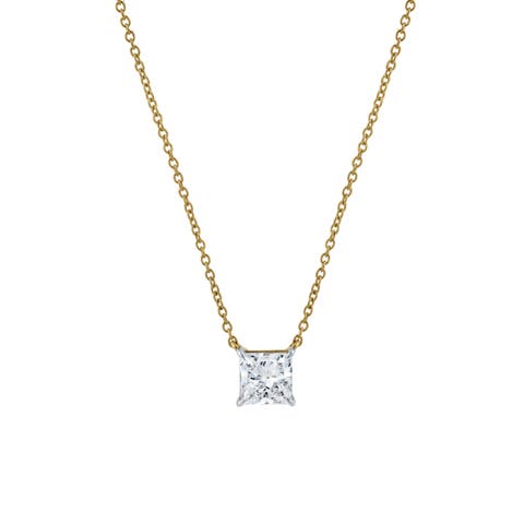 Princess Charm 14K Gold Lab Grown Diamond Necklace - 1.50 ct