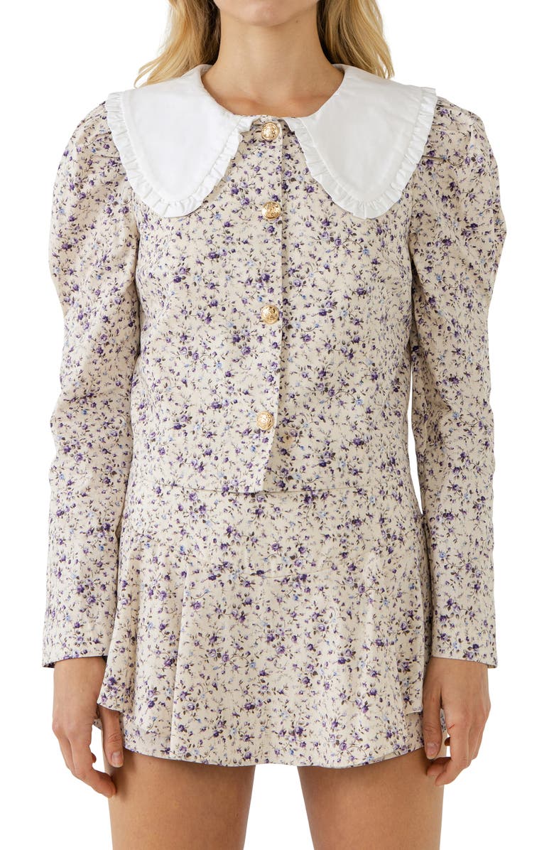 English Factory Floral Print Puff Sleeve Blouse, Alternate, color, 
