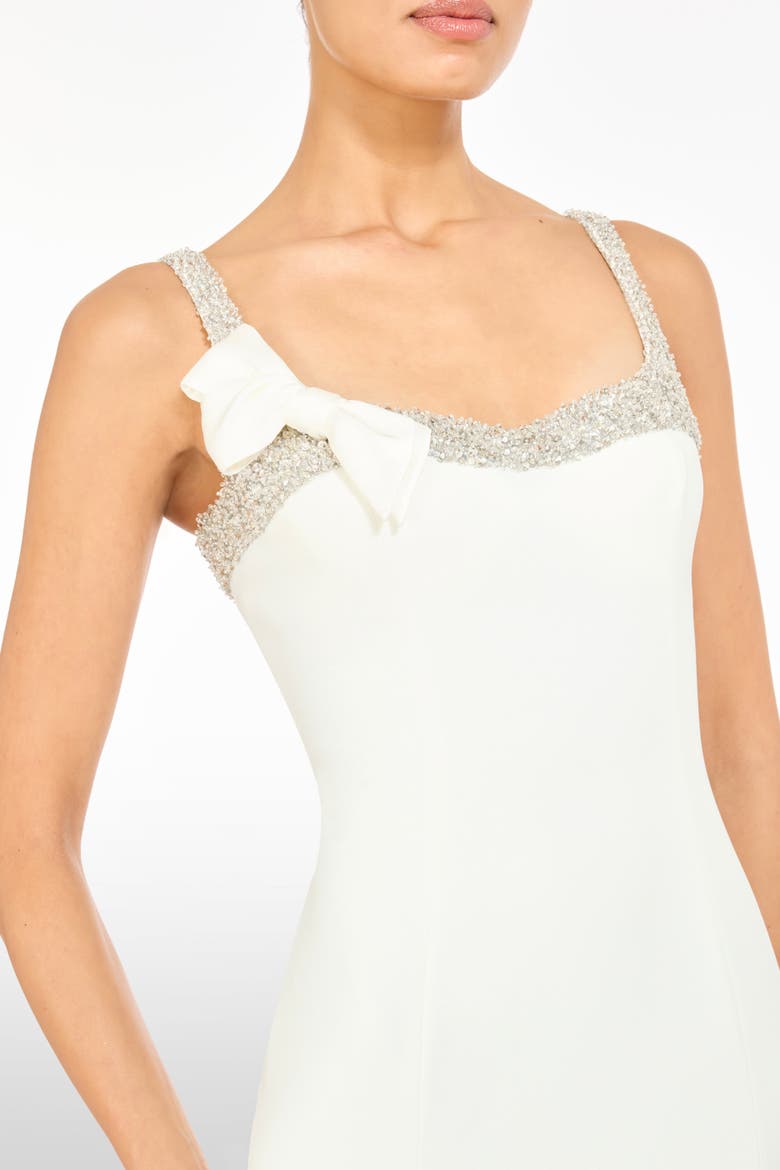 Lucy Crystal-Embellished Bow Midi Dress, Alternate, color, Vanilla
