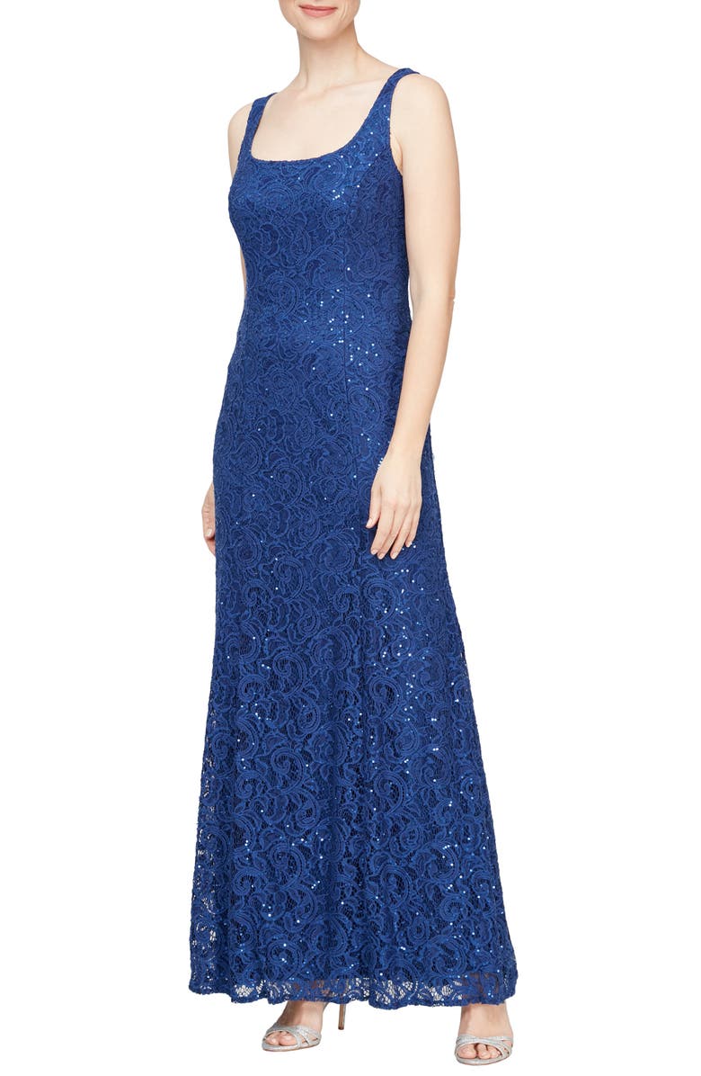 Alex Evenings Sequin Lace Gown & Chiffon Jacket, Alternate, color, 