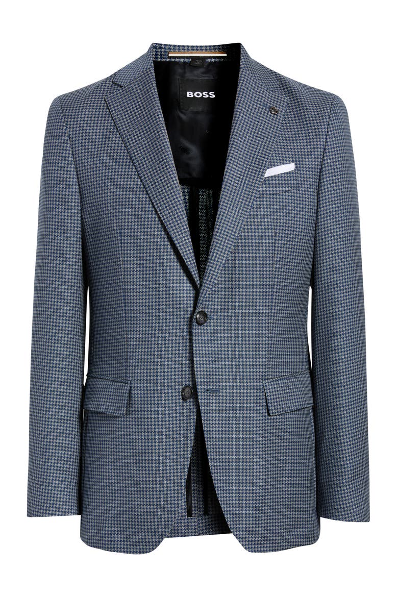 Hutson Slim Fit Dark Blue Microcheck Virgin Wool Sport Coat, Alternate, color, DARK BLUE