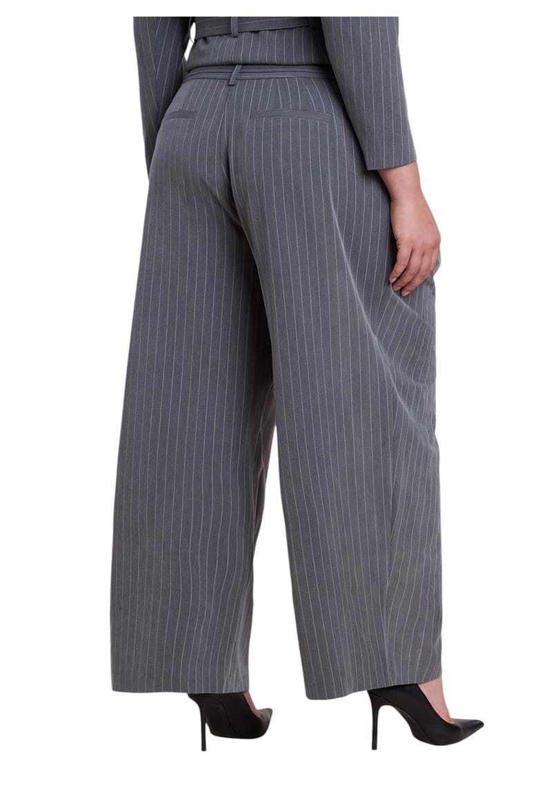 Pleated Wide Leg Trouser With Long Belt (plus), Alternate, color, DARK HEATHER GREY