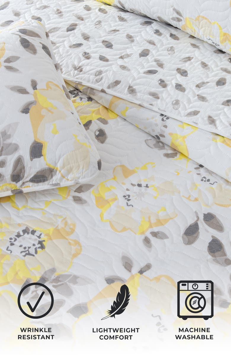 Woven & Weft Watercolor Flower Quilt & Pillow Sham Set - Twin, Alternate, color, Yellow