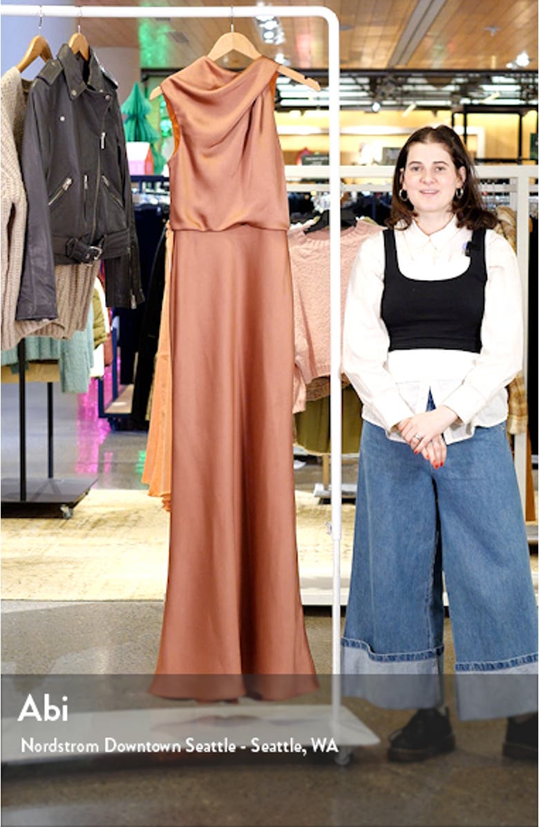 Asymmetric Neck Satin Gown, sales video thumbnail