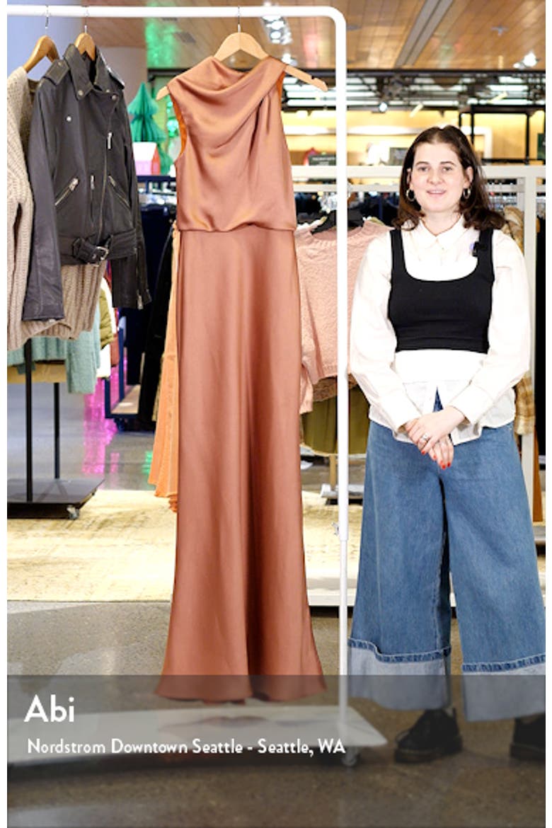 Asymmetric Neck Satin Gown video