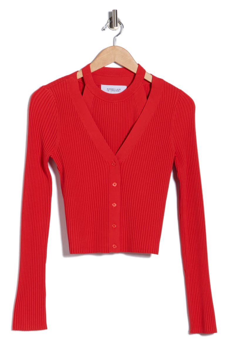 Lonnie Knit Layered Sweater, Alternate, color, RED