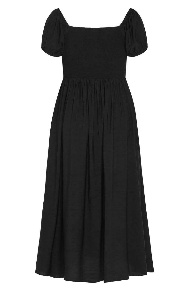 City Chic Abbigail Puff Sleeve Maxi Dress, Alternate, color, Black