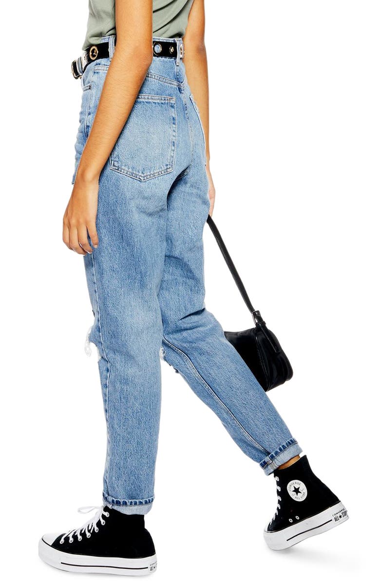 Topshop Distressed Ripped Jeans, Alternate, color, Light Denim