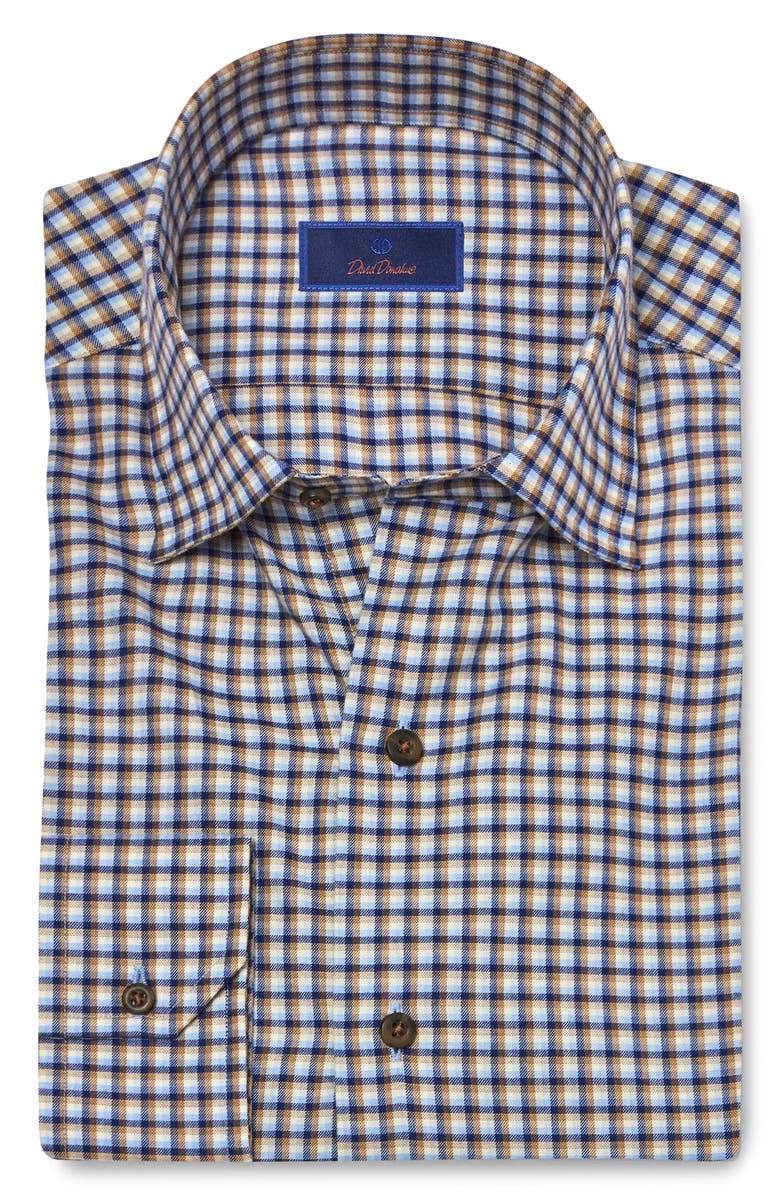 David Donahue Plaid Twill Hidden Button-Down Shirt, Main, color, 