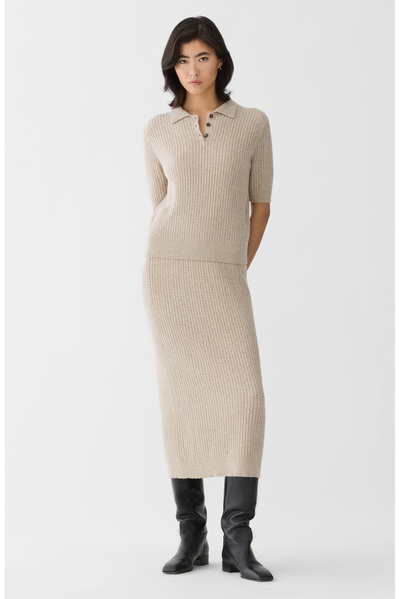 Cabled Cashmere Knit Midi Skirt, Alternate, color, TAUPEMELANGE