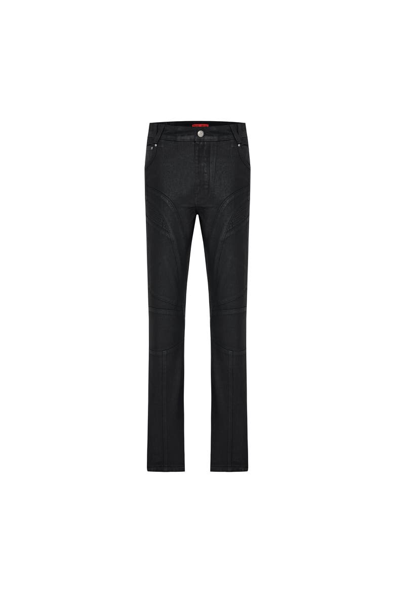 Pure Cotton Shiny Coated Denim Pant, Main, color, BLACK