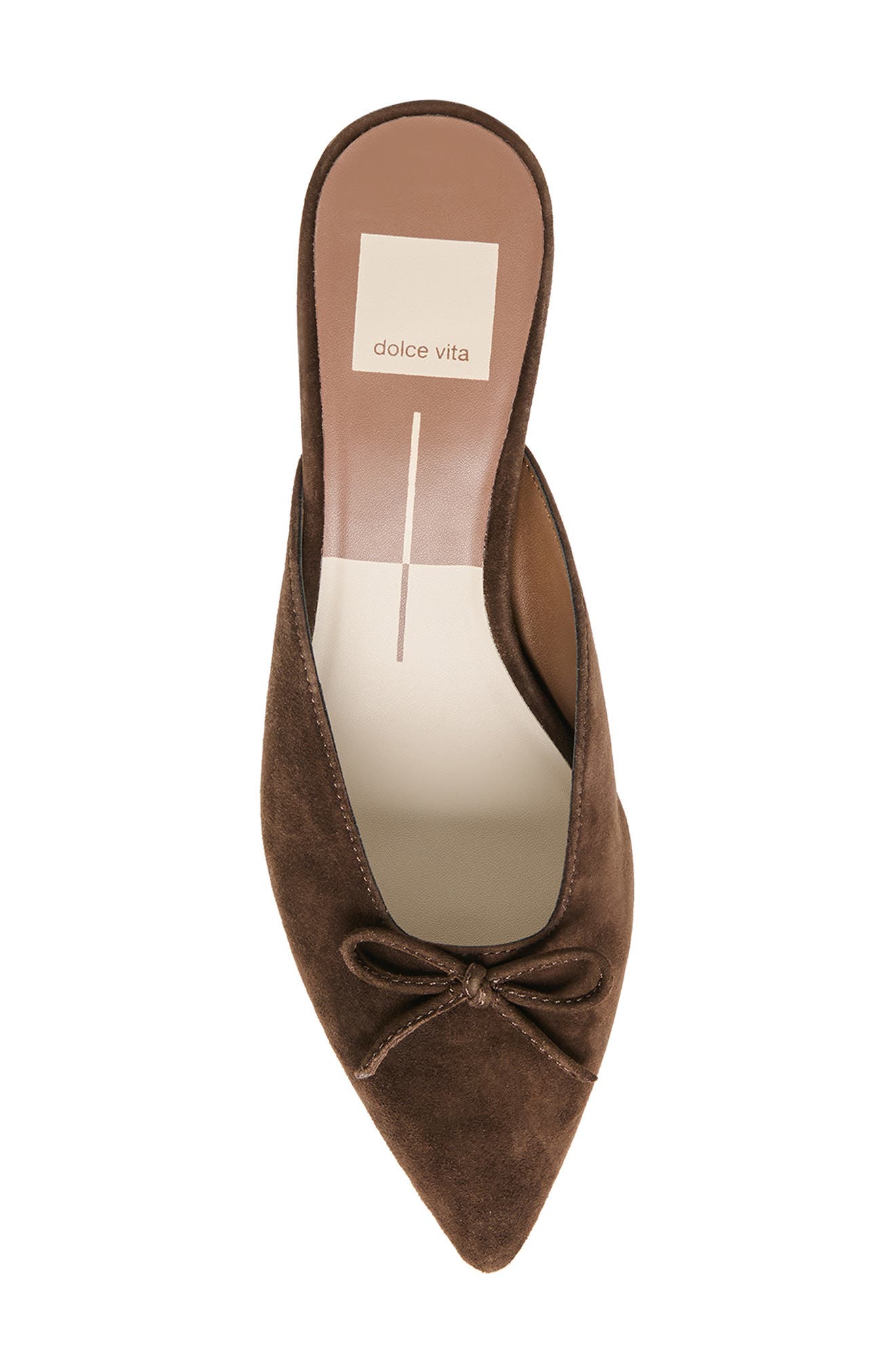 Cleo Pointed Toe Kitten Heel Mule, Alternate, color, DARK BROWN SUEDE