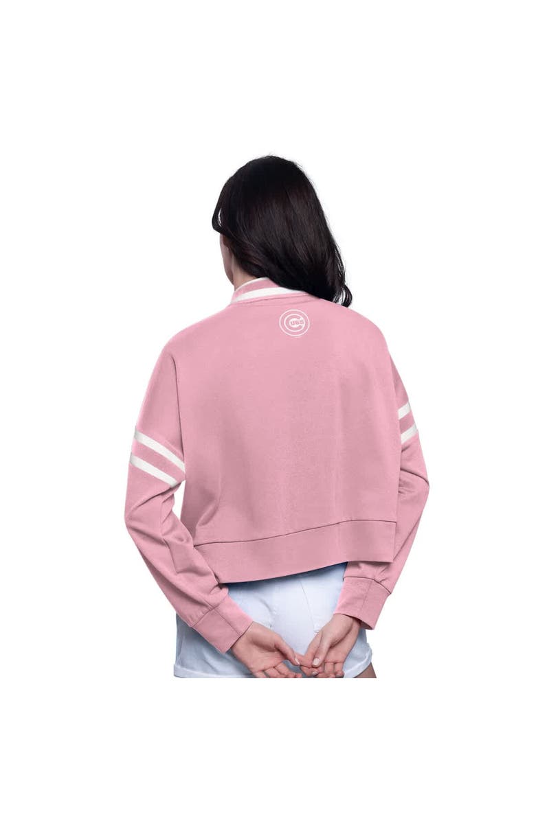 STARTER Women's Starter  Pink Chicago Cubs Power Play Cropped Pullover Sweatshirt, Alternate, color, Pink