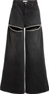 Area Crystal Embellished Cutout Wide Leg Jeans