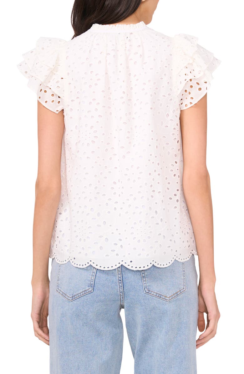 1.STATE Flutter Sleeve Cotton Eyelet Top, Alternate, color, Ultra White