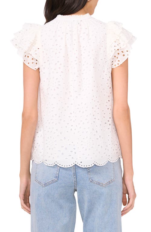 1.state Flutter Sleeve Cotton Eyelet Top