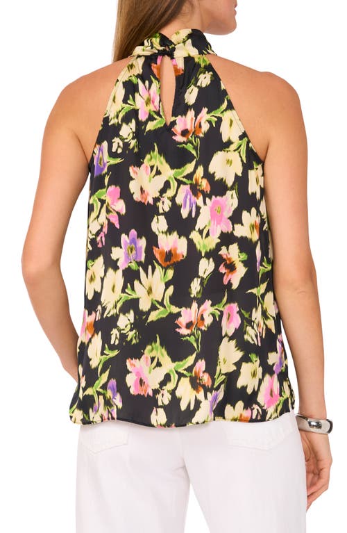 Vince Camuto Floral Sleeveless Top In Rich Black