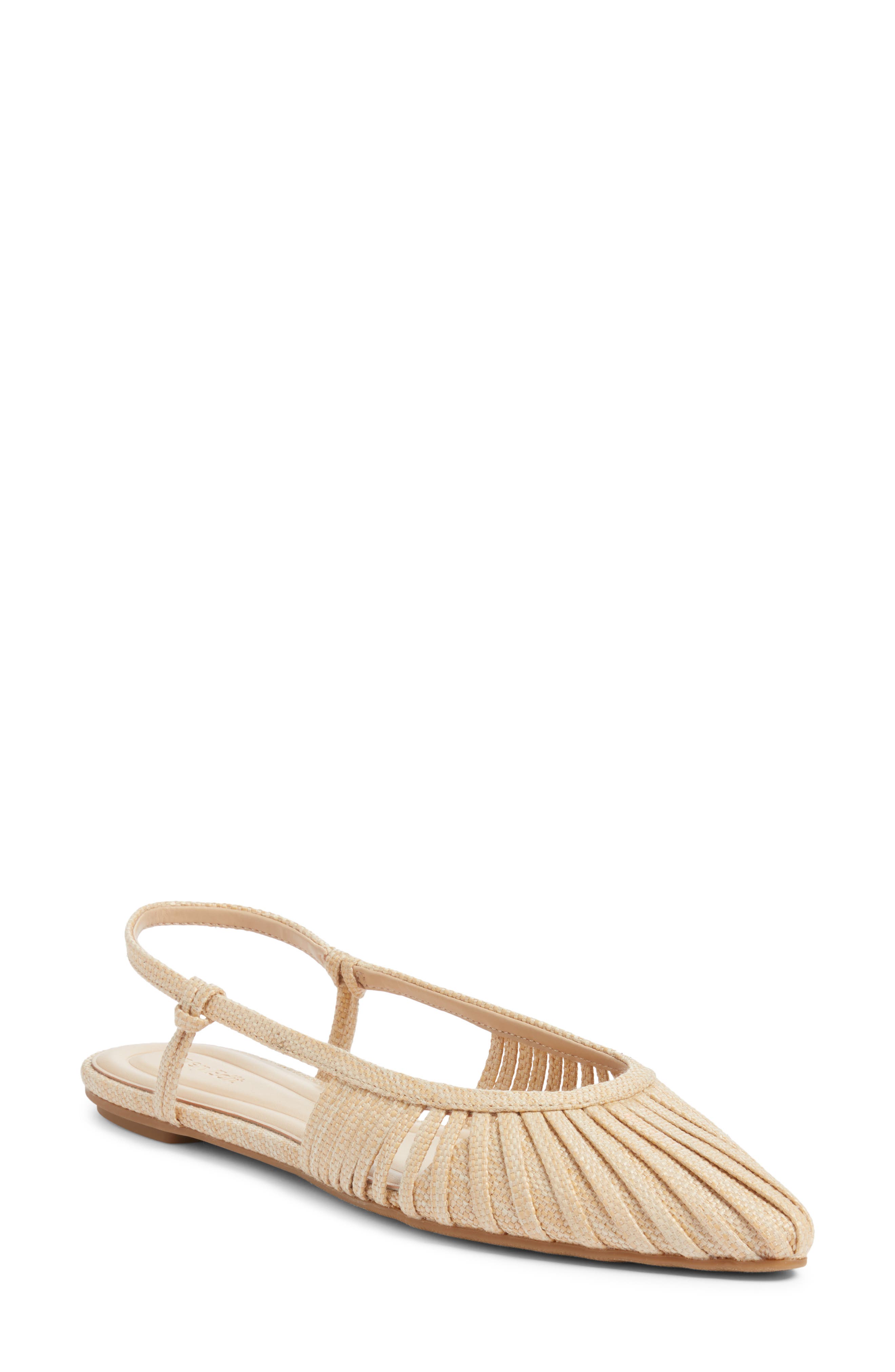 Open Edit Kaira Woven Slingback Flat, Main, color, Natural