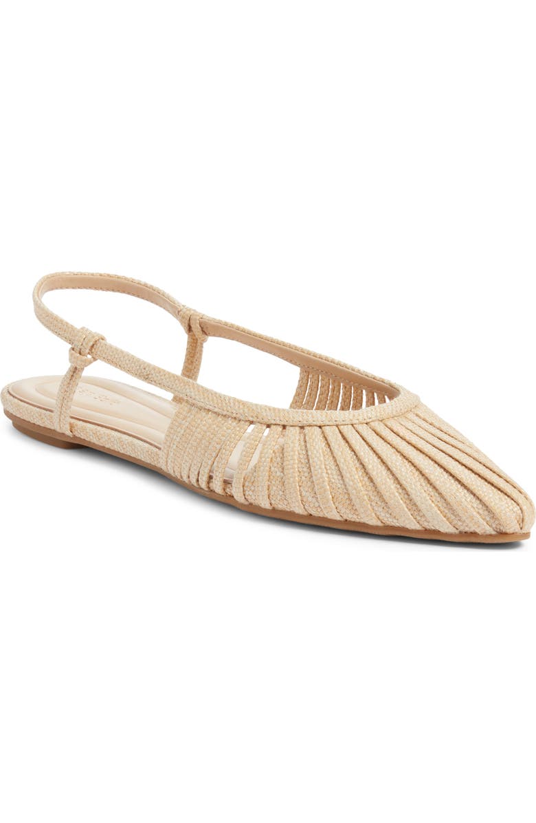 Open Edit Kaira Woven Slingback Flat, Main, color, Natural