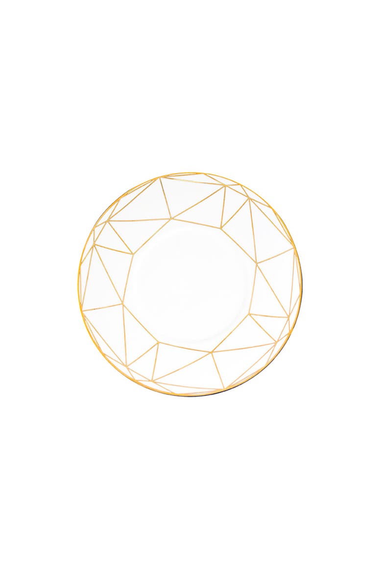 Gem Cut Gold Bread & Butter Plate, Main, color, White